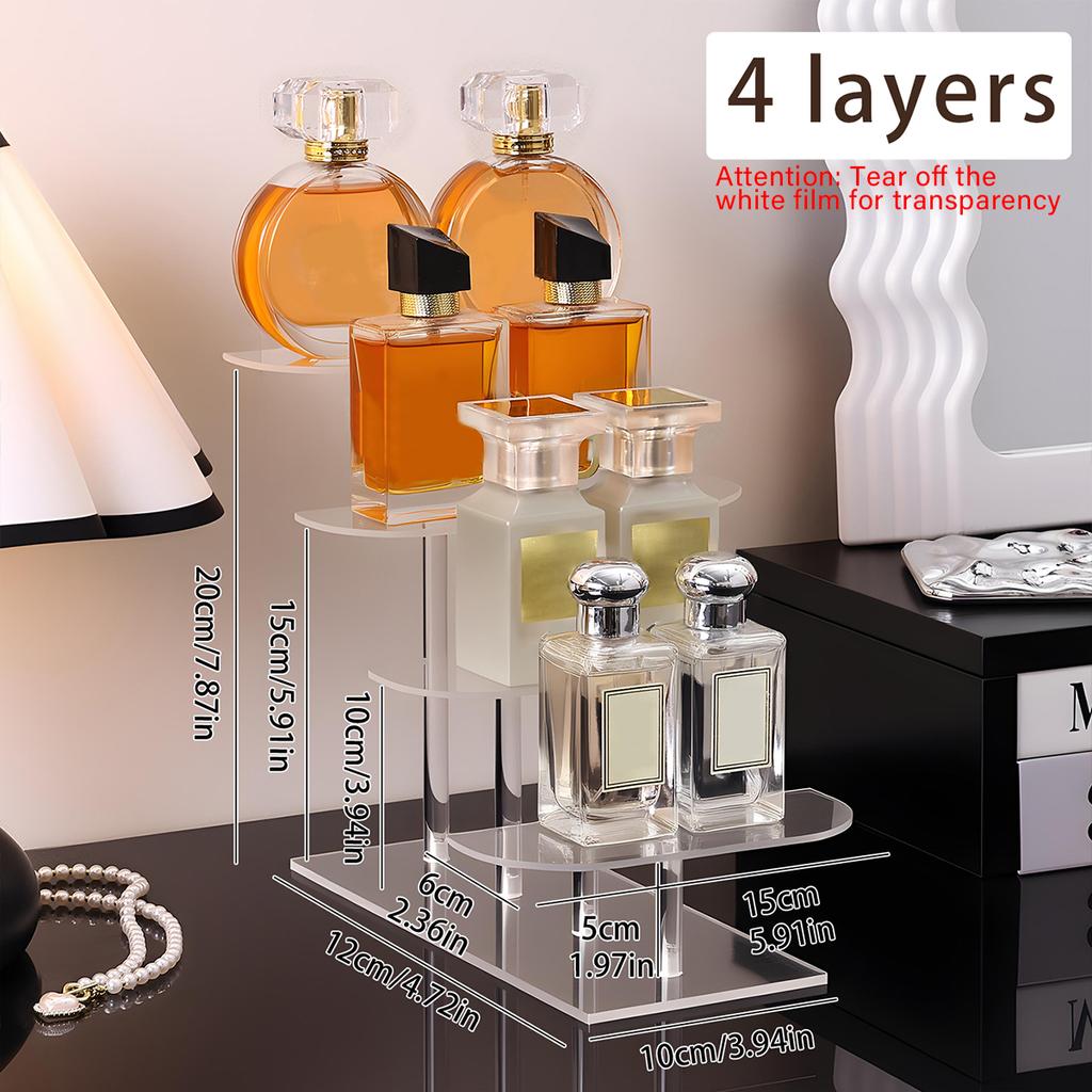 1pc Desktop 2-4 Layer Display Shelf Stepped Acrylic Transparent Storage Rack Is Suitable for Perfume Hand Doll Organizer