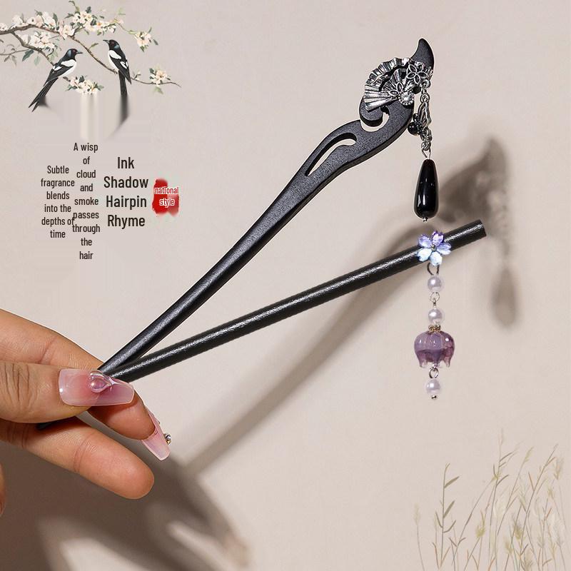 Chinese Wooden Tassel Hairpin for Hanfu - Ancient Style Hair Ornament and Gift for Women