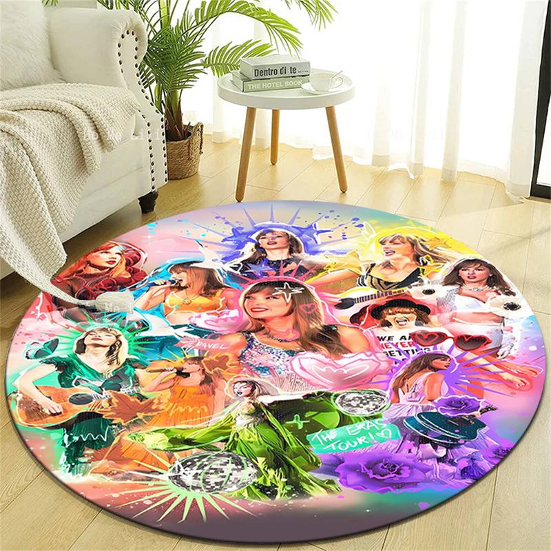 1pc Taylor Swift2 Design Printed Area Round Carpet for Bedroom Living Room Home Decor Rugs Mat Non Slip Mat Rug for Bedside