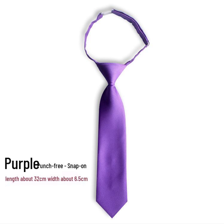Korean Style No-Tie Lazy Insert Buckle Short Solid Color Tie for Girls - Black, Wine Red, Dark Green