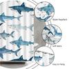 Nautical Shark Shower Curtain Cute Cartoon Ocean Dolphin Marine Life Underwater Creature Tropical Blue Sea Animal Watercolor