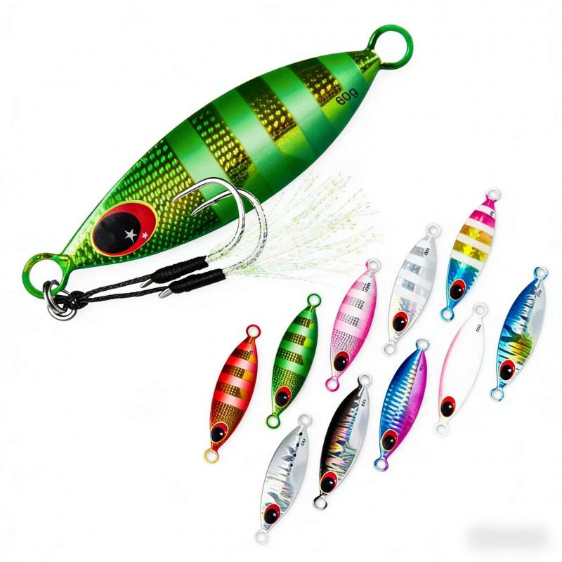 Lure iron plate bait5PCS 10-60GLuminous slow-sinking heavy weight hard bait for long-distance casting, essential for freshwater
