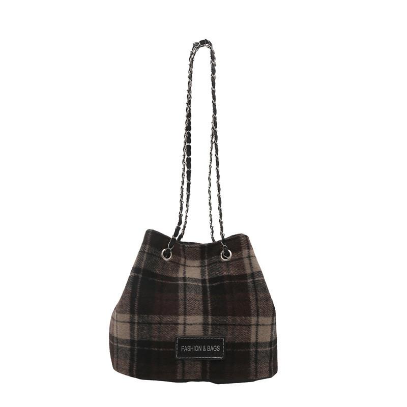 Elegant Fashionable Plaid Handheld Bucket Bag For Women Ideal For Everyday Use