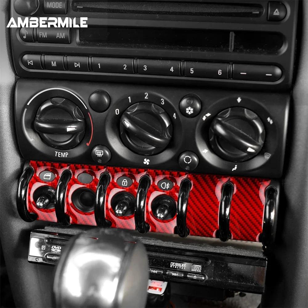 Real 3D Soft Carbon Fiber Sticker For Mini Cooper R50 R53 2001-2006 Headlight Door Switch Panel Cover Interior Upgrade Decor Kit