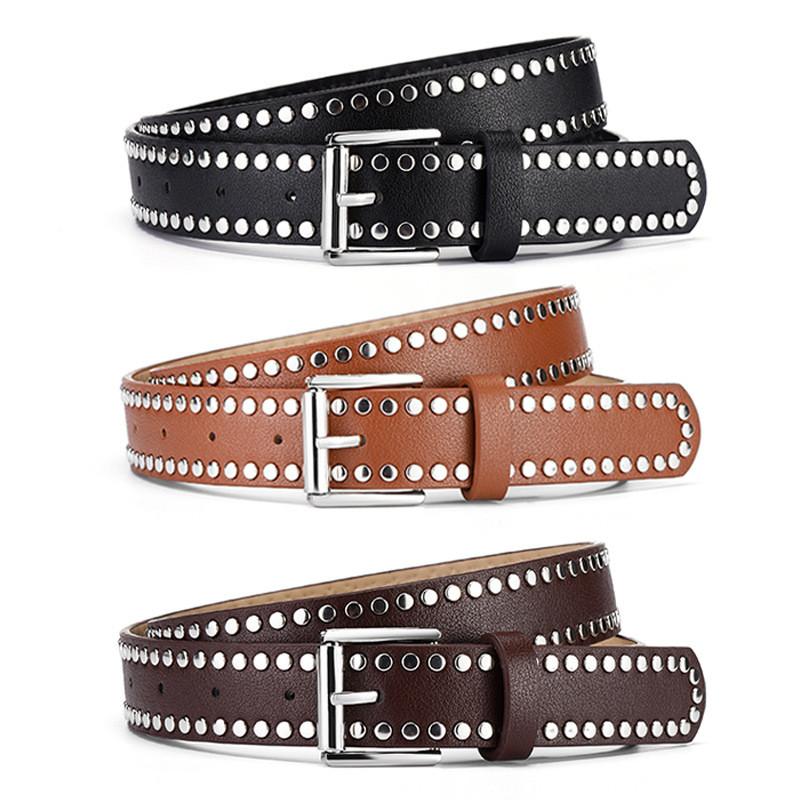 Design Unique Original Pu Leather Belt With Rivet Detailing For Womens Outfits Casual