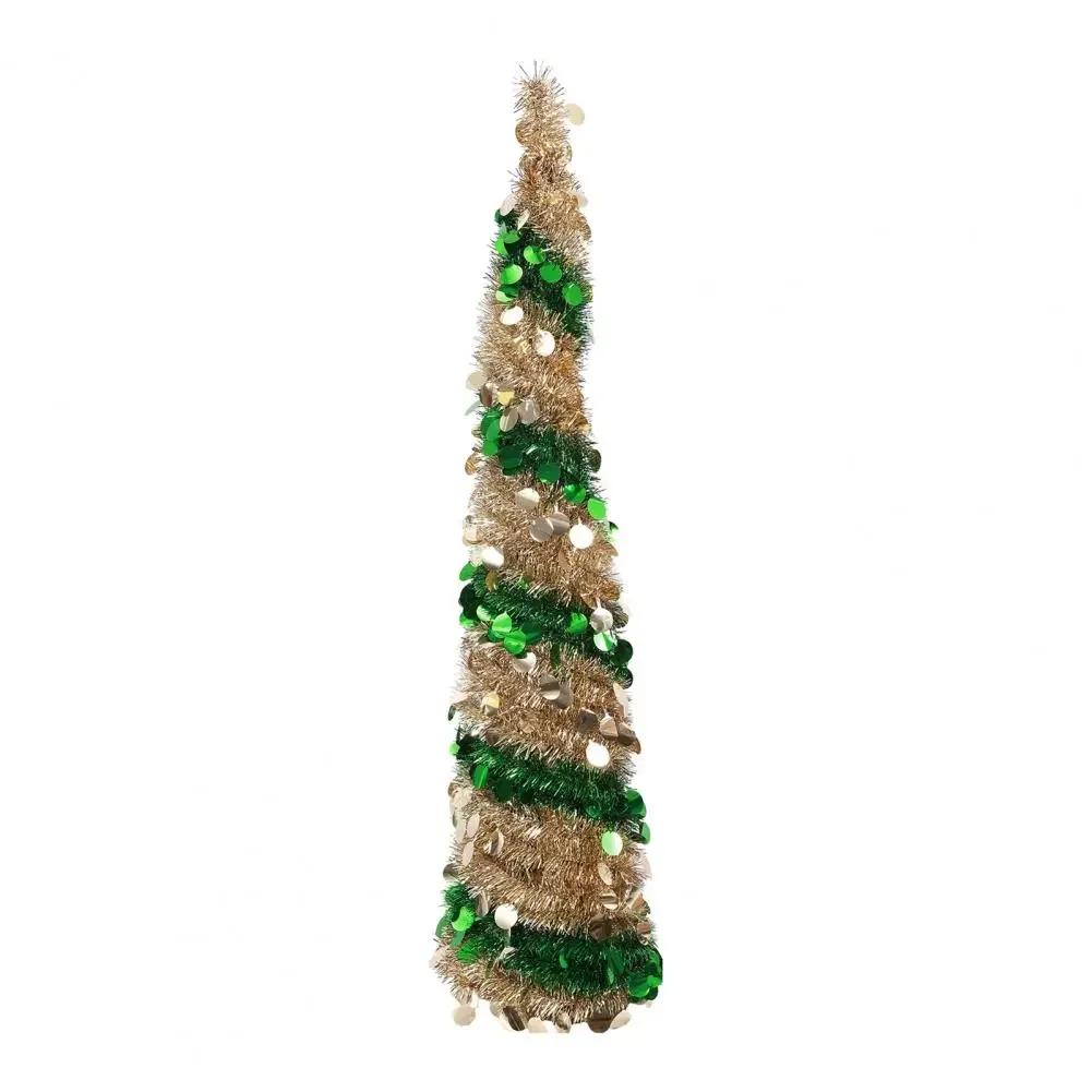 

150cm Pencil Christmas Tree Sequin Collapsible Skinny Christmas Tree Pencil Tinsel Xmas Tree For Small Spaces Home Office Shops зелёный