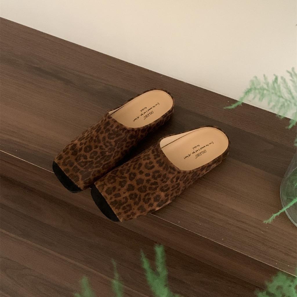 2025 autumn new French retro round head thick bottom bag head half slippers women's fashion versatile lazy slippers women