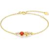 [ORIKIN] Rose Bracelet for Women, S925 Silver, Natural Garnet X Cubic Zirconia, Metal Hypoallergenic, Simple, Perfect As a Gift, Adjustable Chain,