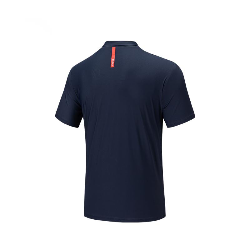 Anta Comfortable Simple Versatile Striped Breathable Short Sleeve Polo Shirt Men tops Midnight-Blue 152537123-3