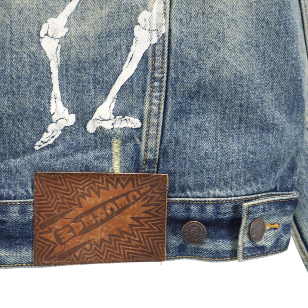 Ungetragen EIS Skelett Schadensbearbeitung Jeansjacke S blau Mit Tasche Herren Gebraucht