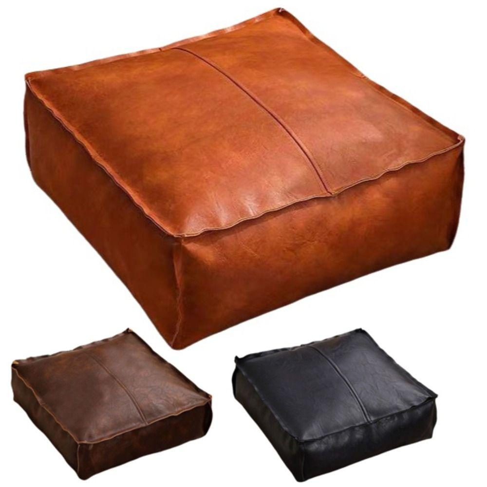 Große Kapazität Quadratischer Hockerbezug Abnehmbarer Sofahockerbezug Verdickter Lederhocker Schlafzimmer