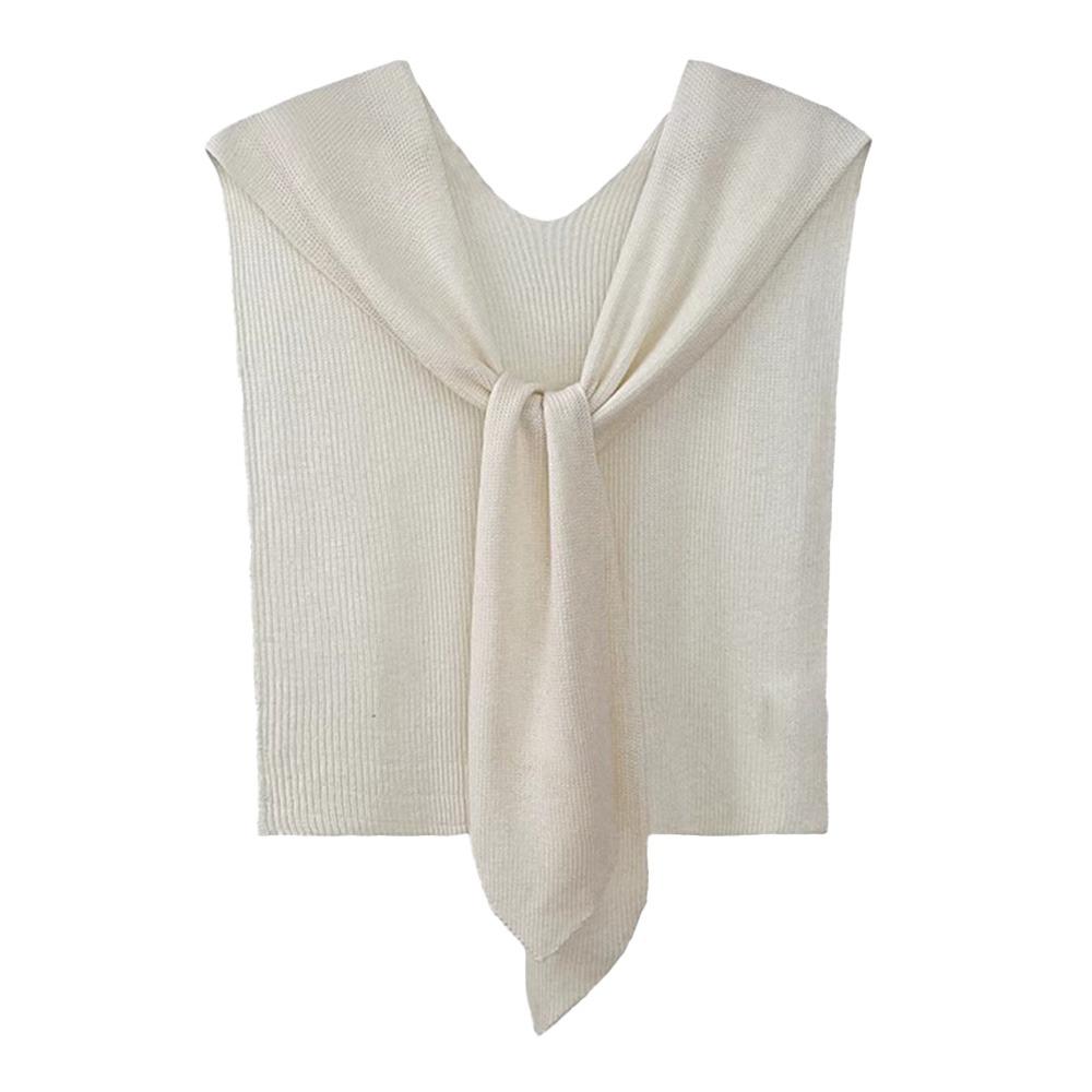 

Trendy Multicolor Knitted Shawl Multi-functional Outerwear Outfit Shawl Slimming Lengthen Widen Fake Collar Girl Women білий