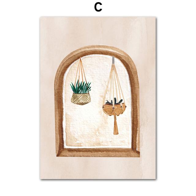 Modern Nordic Boho Monstera Vase Plantain Houseplant Wall Art Canvas Painting Posters And Prints Pictures For Living Room Decor