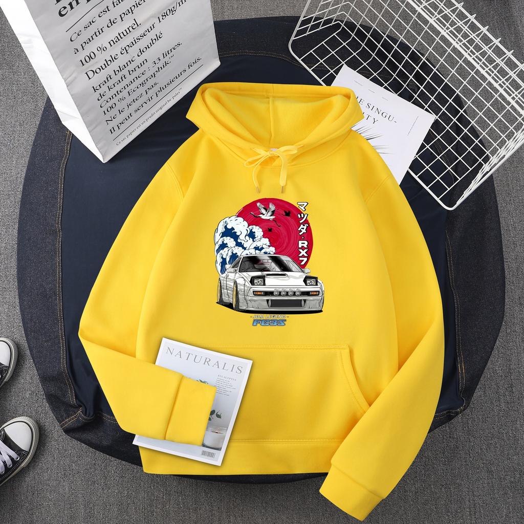 Hot selling anime anime head text D car hooded sweater men sweatshirt JDM car tide