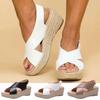 Damen Sommer Minimalistische Keilsandalen Offene Zehen Dicke Sohle Plateau Freizeit Sandalen Knöchelriemen Slingback Einfarbige Sandalen