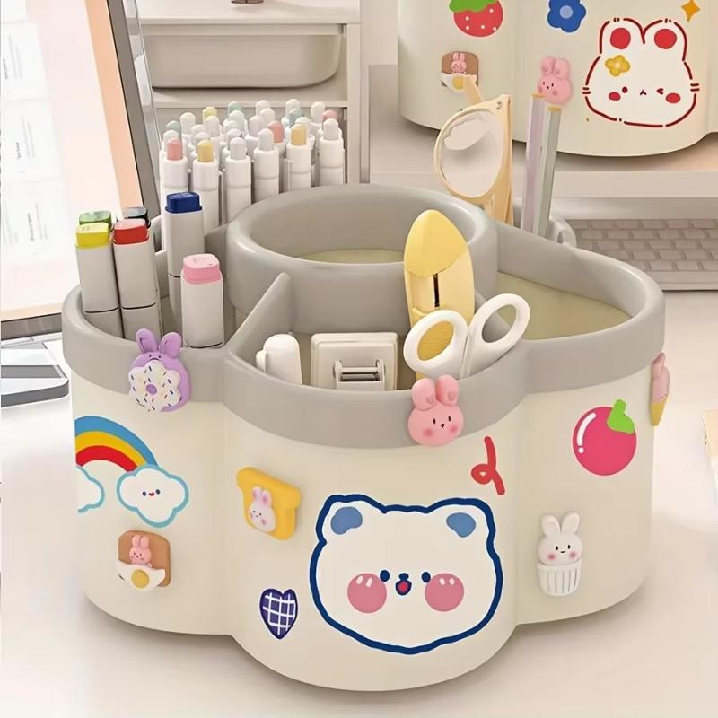 

1 шт. вращающаяся на 360° подставка для ручек - многофункциональный органайзер для офисного стола, подходит для кистей для макияжа и студенческих канцелярских принадлежностей