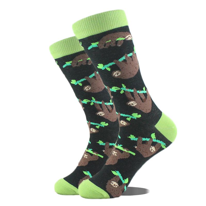 Cool Hip Hop Crew Socks Men Funny Animal Squirrel Shark Dinosaur Boxing Dog Fortune Cat Sokken Harajuku Divertidos Chaussette
