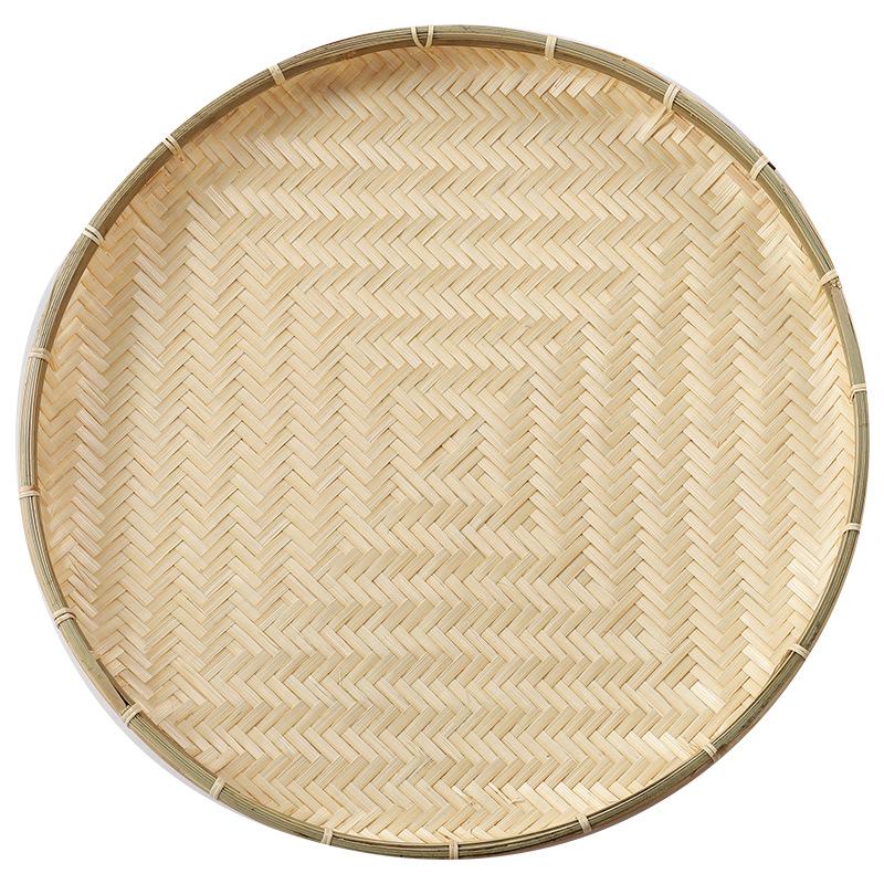 Large Round Bamboo Woven Winnowing and Drying Basket Tray