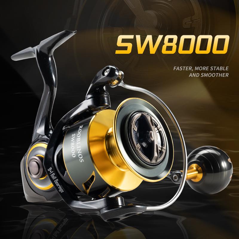 [Germany Stock] Rooblinos SW Left Hand Aluminum Alloy Nylon Saltwater Spinning Reel 5.1:1 Gear Ratio Line Twist Fishing