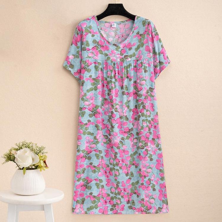 Elegant Summer Loose Long Dresses Women Oversize Short Sleeve Dress