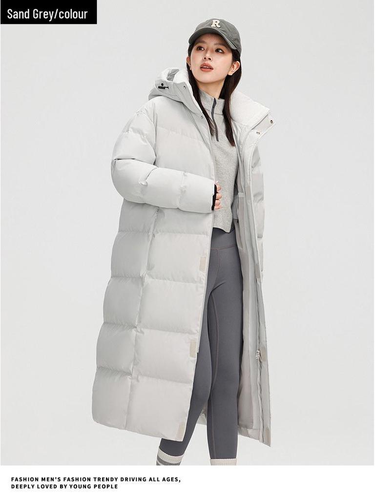 Unisex Long Winter Over-the-Knee Down Coat - Warm & Windproof, Beijing Film Academy Style