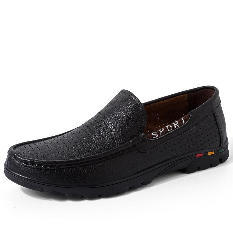 Men s Genuine Leather Slip-On Driving Shoes - Trendy and Comfortable Cowhide Casual Loafers 43