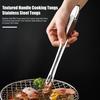 Stainless Steel BBQ Tongs Heavy Duty Cooking Tongs with Hollow Oil-Draining Head Kitchen Food Tweezers Metal Barbecue Tongs for Korean Grill & Steak