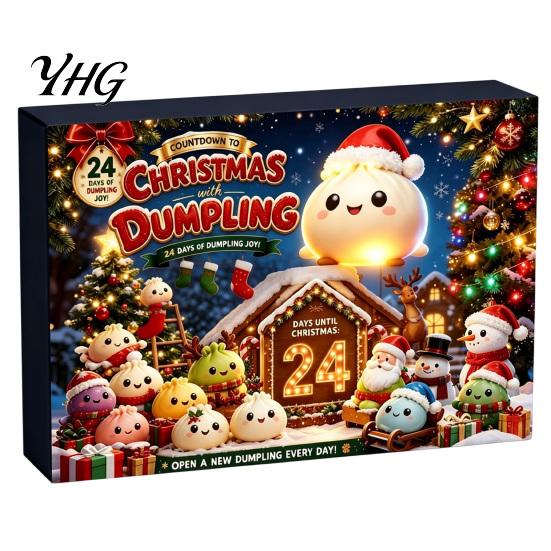 Stocking Stuffers for Kids 2026 Christmas Squeeze Toy Advent Calendar, 24-Day Dumpling Bun Fidget Anxiety Relief Toys Countdown Box, Soft TPR