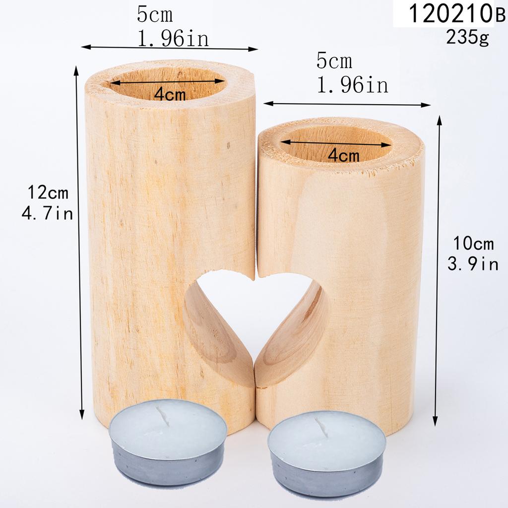 Tea Light Candle Holders for Table Centerpiece, Decorative Wood Tealight Candle Holder Set, Unity Heart Candle Holder for Home