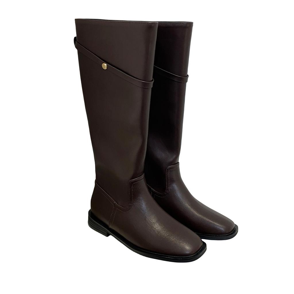 Flat Bottom Thin Tall Knight Boots Women's Shoes 2025 New Autumn and Winter Black Straight But Knee Long Boots
