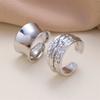 2pcs/set Punk Metal Curved Smooth Open Adjustable Ring for Women Men Simple Silver Color Rings Set Hip Hop