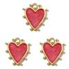 3pcs Gold Plated Enamel Heart DIY Charms Women Cubic Ziron Horseshoe Necklace Pendants Dise Poke Earring Jewelry Making Supplies