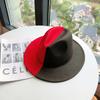 New double-color black and red woolen felt hat, European, American autumn and winter party fashion flat-brimmed jazz top hat sample