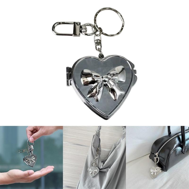 Lovely Bowknot Love Heart Charm Pendant Portable and Sturdy Acrylics Alloy Keychain Accessory for Fashionable Women
