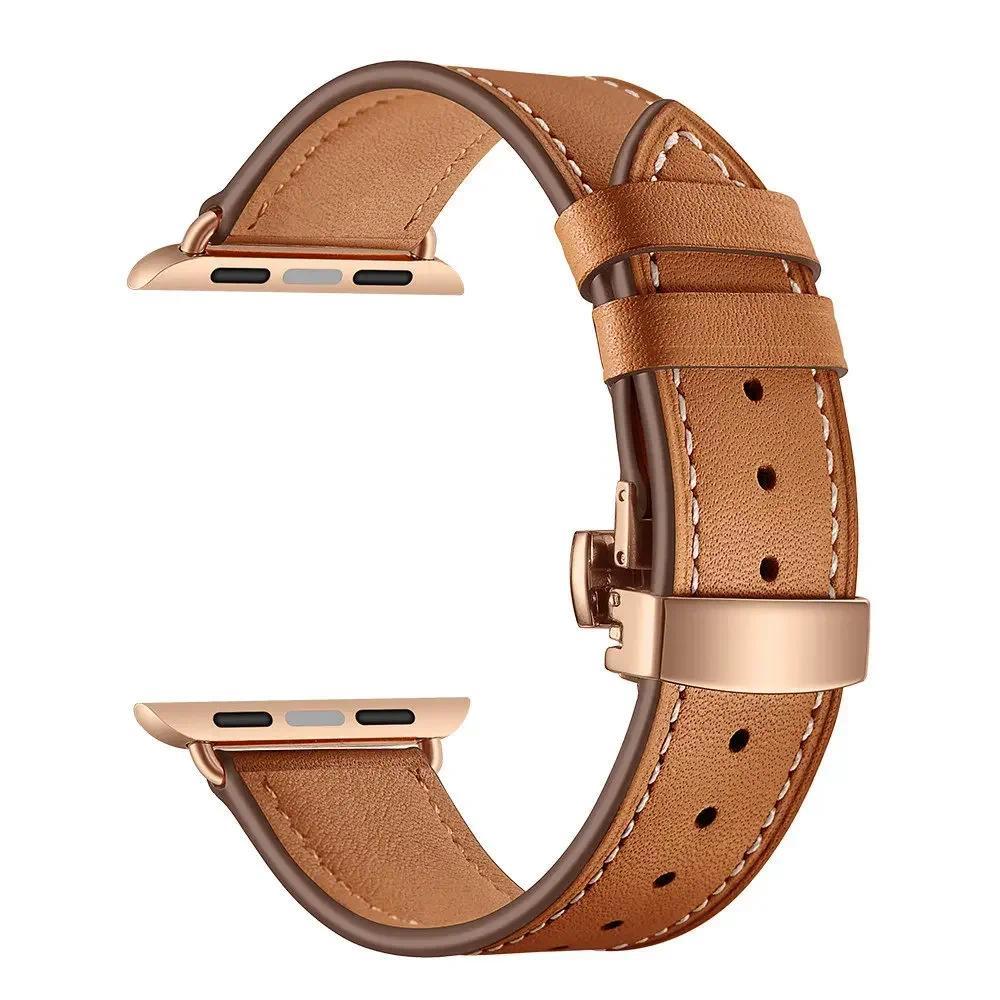Leather wristwatch strap for Apple Watch 49mm 46mm 45mm 44mm 42mm 41mm 40mm 38mm 45mm for iWatch Series 11 10 9 8 7 6 5 4 Ultra3