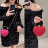 Damen Herzförmige Clutch Handtasche Hochzeitsfeier Abendtasche Mini Ketten Geldbörse Cocktail Abschlussball Tote Umhängetasche