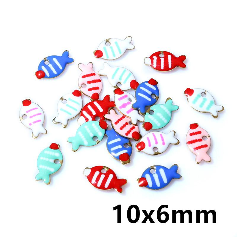 20pcs Random Mix Cute Stainless Steel Enamel Charms Pendant Fish Starfish Flower Evil Eyes DIY Jewelry Making Accessories