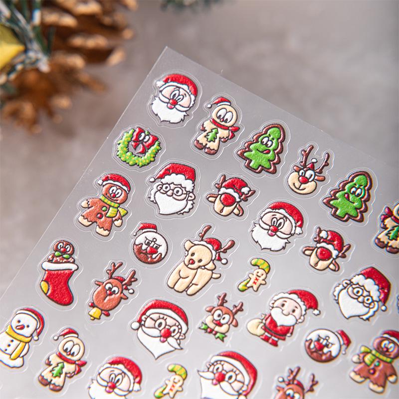 Cyansea Christmas 3D Cartoon Nail Stickers - Santa Claus & Tree Design