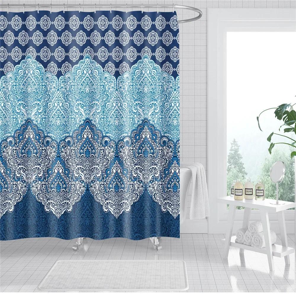 Abstract Geometric Stripes Printing Shower Curtains Home Hotel Bathroom Decoration Bath Curtains Waterproof Bathroom Curtains