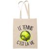 Tote Bag - PLANETEE - Tennis It's the Life - Cotton - Beige - Printed In France