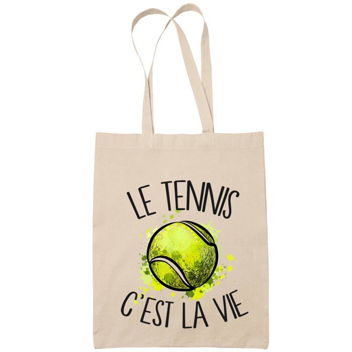 Tote bag - PLANETEE - tennis c'est la vie - Coton - Beige - Imprimé en France