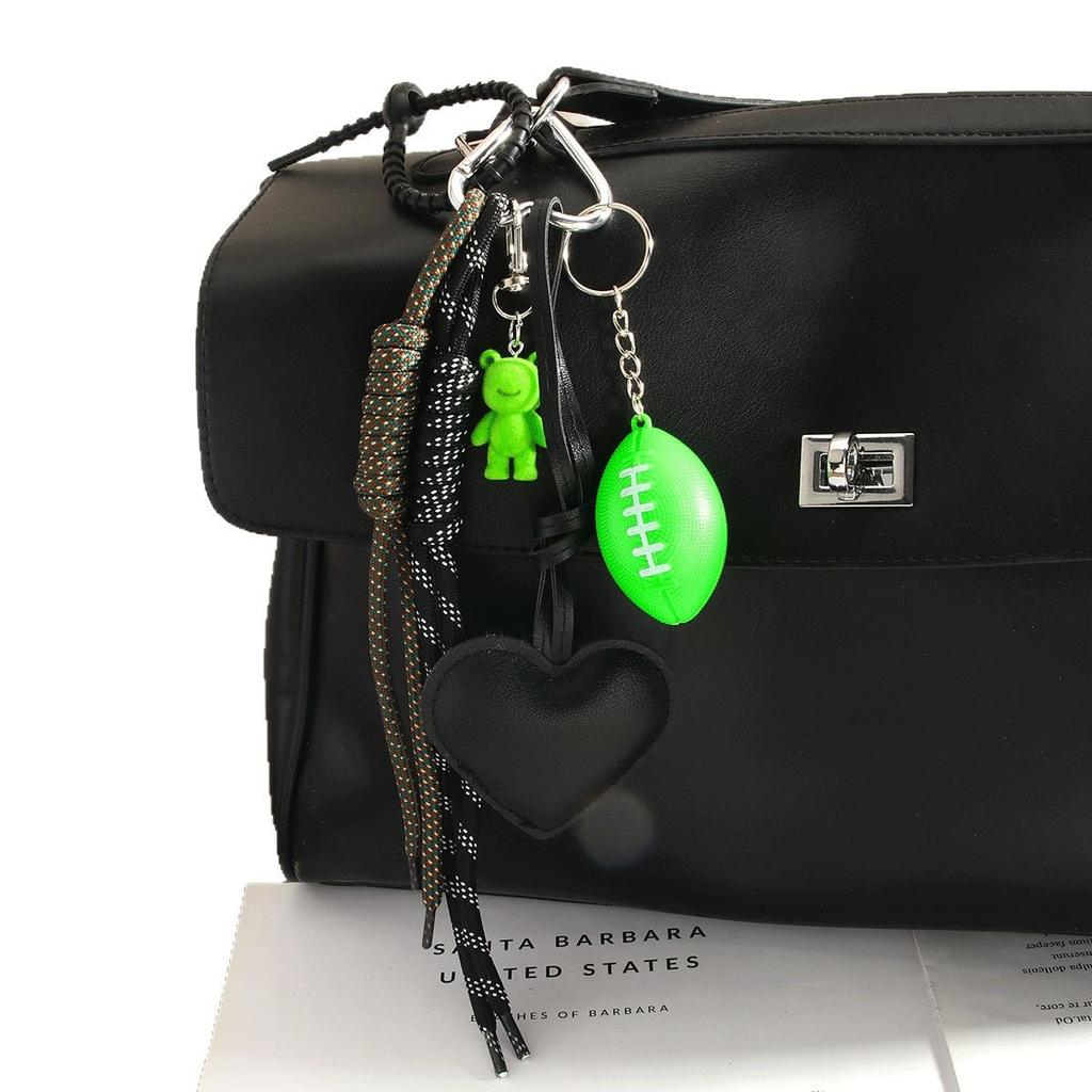 Black PU Love Pendant Ins Wind Simulation Mini Football Frog Bag Pendant Keychain Accessories