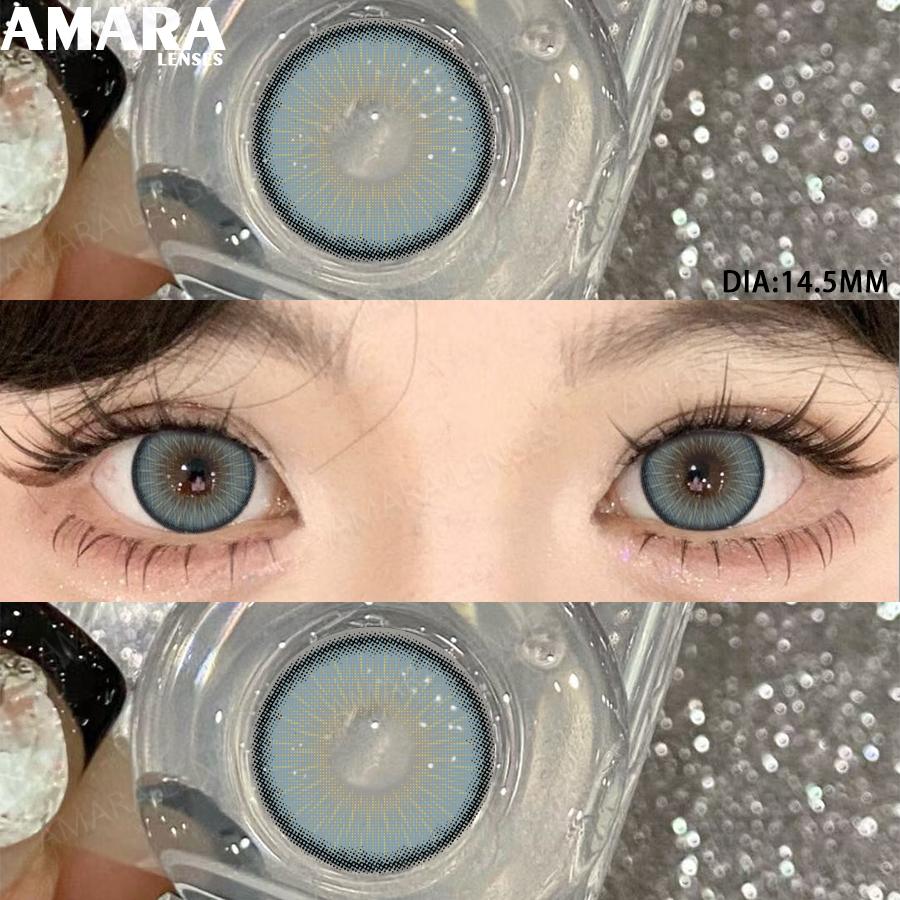 AMARA Fashion Colored Contact Lenses Brown Soft Lenses Beauty Lenses for BIG Eye Green Color Contact Eye Cosmetics Yearly Use