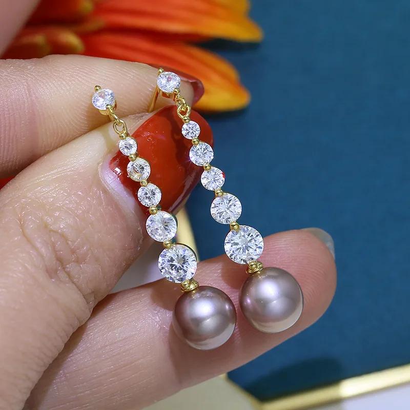 Orecchini Pendenti Goccia d'Acqua Scintillante Perla per Donna Colore Oro Accessori per Orecchie da Donna Fidanzamento Matrimonio Tendenza