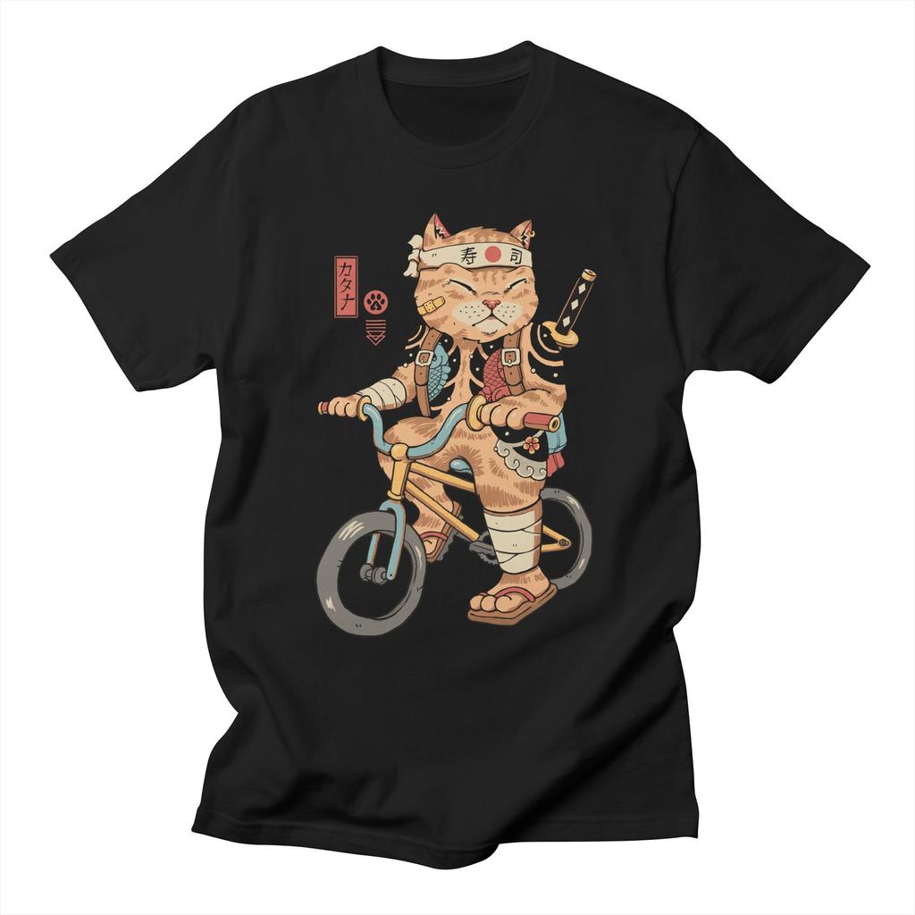 Plus Size Men Hip Hop Streetwear T Shirt Catana Bicycle Printed Harajuku T-Shirt Cotton Casual Tops Summer Short Sleeve Tees