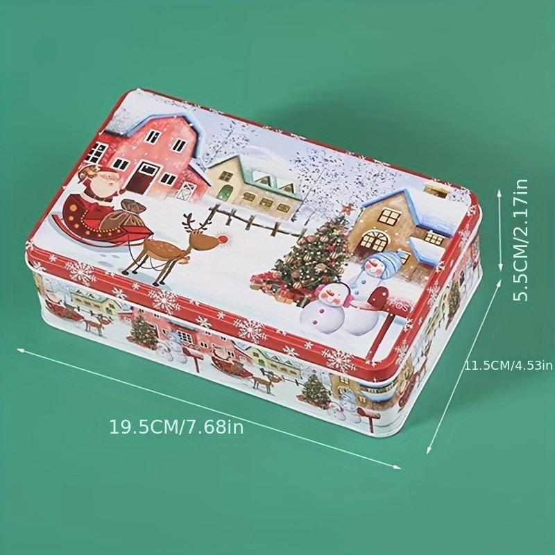 Cartoon Christmas Candy Storage Box Tin Box Container with Lid Flip Top Tin Candy Jewelry Gift Tin Cans Storage Organizer Decor