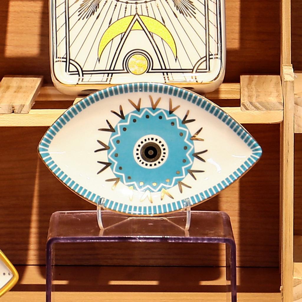 Unique Eye Designs Jewelry Dishes Sturdy Ceramic Fashion Home Accessory Organizers Portable for Trendy Women Daily Use