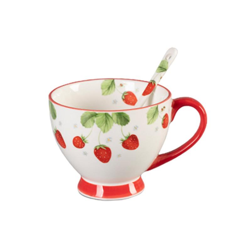 480ml Ceramic Large Oatmeal Mug with Spoon for Breakfast Beverage yoghurt Best Birthday Christmas Gifts for Women Girls Mother's