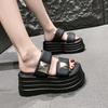 Fashion 8CM New Platform Slippers Women Summer Anti-slip High Heels Leather Chunky Sandals Casual Peep Toe Flip-flops Beach Wedge Shoes