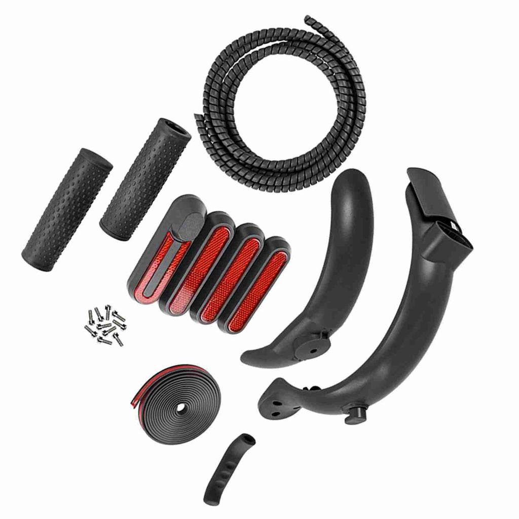 Elektroroller Schutzblech-Set vorne hinten mit Seitenabdeckungen Handbremsabdeckung Antikollisionsstreifen für M365 Pro Electric